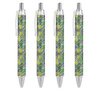 Zebra Striped Tortoise Ballpoint Pens Fine Point (0.5mm) Retractable Smooth Writing Pens Black Ink Gel Pens 4 PCS