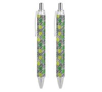 Zebra Striped Tortoise Ballpoint Pens Fine Point (0.5mm) Retractable Smooth Writing Pens Black Ink Gel Pens 2 PCS