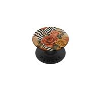 Zebra Stripes Floral Roses Botanical Safari Nature Pattern PopSockets Adhesive PopGrip