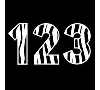 Zebra Stripes Font Number Waterproof Decal - Custom Wheelie Bin Number Stickers/Recycling Box/House Number/Door Numbers (White, 10cm (3.9") Tall)