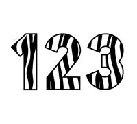 Zebra Stripes Font Number Waterproof Decal - Custom Wheelie Bin Number Stickers/Recycling Box/House Number/Door Numbers (Black, 25cm (9.8") Tall)