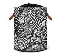 Zebra Stripes Pattern Laundry Hamper Large Laundry Basket Foldable Clothe Hamper Storage Organizer Bin with Drawstring Lid Boxes for Bedroom Bathroom Room