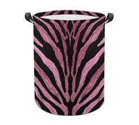 Zebra Stripes Pink Black Skin Pattern Laundry Baskets Laundry Hamper Waterproof Foldable Storage Bin Dirty Clothes Laundry Basket for Living Room Bathroom