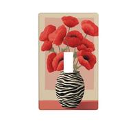 Zebra Stripes Vase Red Poppies Light Switch Cover Decorative Single Toggle 1 Gang Wall Plate for Kitchen Farmhouse Bedroom Bathroom Art Decor