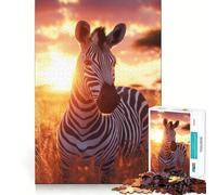 Zebra Sunset Harmony 1000 Piece Jigsaws for Adults Brain Sharp Game Smooth Burr Free Surface Fascinating Hobby for Idle Moments (38x26cm)