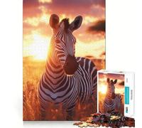 Zebra Sunset Harmony 1000 Piece Jigsaws for Adults Brain Training Fun Clean Cut Sturdy Components Calming Mental Break Activity (38x52cm)