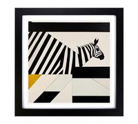 Zebra Suprematism Framed Print | 18x18 Inch Black Framed Wall Art | Ready to Hang | Modern Animal Picture | Living Room Bedroom Lounge Office