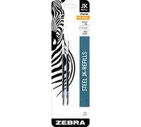 Zebra Technologies JK Refills for G301Gel Rollerball Pens, Medium Point, Black Ink, 2/Pack (ZEB88112)