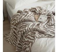 Zebra Throw Blanket 50x70 Beige Fuzzy Fleece Blankets for Couch Bed or Sofa, Soft Fluffy Cozy Thick Warm Blanket for Women, All Seasons