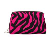 Zebra Tiger Leopard Pink Leather Toiletry Organizer Bag, Travel-Friendly Makeup Pouch for Women