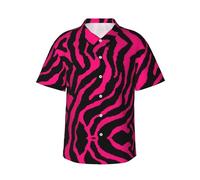 Zebra Tiger Leopard Pink Men's Short Sleeve Hawaiian Shirt - Full Print Design, Ultra-Soft Polyester Fabric for Summer Style