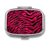 Zebra Tiger Leopard Pink pilldispenser 2-Compartment Portable Travel Square PillCase Daily with Store Vitamins Pocket Medicine Organizer for Office Home Fish Oil