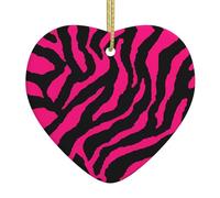 Zebra Tiger Leopard pink Print Christmas Tree Ceramic Hanging Ornament - Xmas Tree Decoration, Love Pendant for Holiday Home