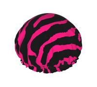 Zebra Tiger Leopard pink Print Shower Cap for Women & Men â€“ Reusable Double-Layer Bath Hair Cap with Elastic Strap L
