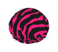Zebra Tiger Leopard pink Print Shower Caps,Double Layers water-resistanted Hair Cap with Elastic and Reusable