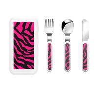 Zebra Tiger Leopard Pink Print Stainless Knife Fork Spoon 3-Piece Set,Flatware Cutlery Set with Storage Case
