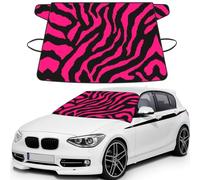 Zebra Tiger Leopard pink Printed Car Windshield Cover for Ice and Snow, Waterproof Windshield Snow Cover Universal Fit for Cars, Sedans, SUVs, Snow & Sun Protection