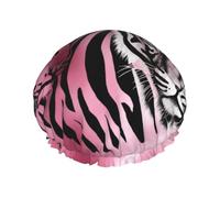 Zebra Tiger Leopard pink Printed Double-Layer Waterproof Shower Cap - Reusable Spa & Face Mask Bathing Hat for Travel, Home Care & Beauty Routine
