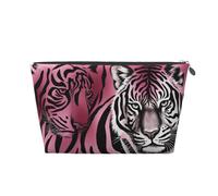 Zebra Tiger Leopard Pink Prints PVC Leather Travel Toiletry Bag with Silver Zippers, Waterproof Cosmetic Organiser for Makeup, Toiletries & Essentials