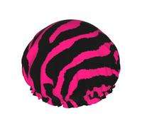 Zebra Tiger Leopard Pink Shower Cap - Full Print Design, Water-Resistant Polyester Fabric, Bathing Essential