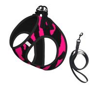 Zebra Tiger Leopard Red Print Harness Leash Set For Cats And Dogs, Reflective Adjustable, Soft Breathable Mesh Vest With Escape-Proof Lead, For Small Pets And Kitten Puppies