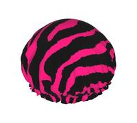 Zebra Tiger Leopard Red Print Shower Cap For Women Lightweight Reusable Softdouble Waterproof Layers Leakproof.