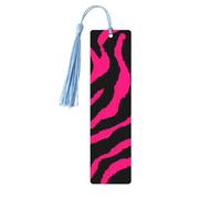 Zebra Tiger Leopard Red Print Wooden Bookmark with Tassel, Exquisite Pattern Ideal Gift for Book Lovers, for Home Office Library