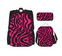 Zebra Tiger Leopard Red Stylish Travel Backpack, Lunch Box, Pencil Case Set, Cute Water Resistant Durable Lightweight Black, One Size, Black, One Size