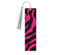 Zebra Tiger Leopard Red Wooden Bookmark Craft Hanging Tags Ornaments Rectangular Bookmarks with Holes and Ropes