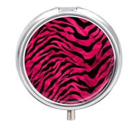 Zebra Tiger Leopard Travel Pill Box Case 3 Compartment Cute Pill Organizer Metal Pill Holder with Mirror Small Medicine Organizer Daily Pill Container for Purse Pocket Portable Meds Box