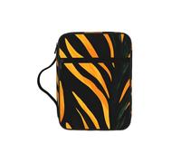 Zebra Tiger Print Bible Cover for Women Men Abstract Line Carrying Book Case Church Bag Bible Protective with Handle and Zippered Pocket