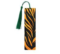 Zebra Tiger Print Bookmark Abstract Line Wooden Bookmark with Tassel Book Mark for Women Men Reading Page Markers Gifts for Book Lovers