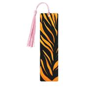 Zebra Tiger Print Bookmark Abstract Line Wooden Bookmark with Tassel Book Mark for Women Men Reading Page Markers Gifts for Book Lovers