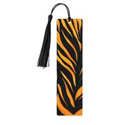 Zebra Tiger Print Bookmark Abstract Line Wooden Bookmark with Tassel Book Mark for Women Men Reading Page Markers Gifts for Book Lovers