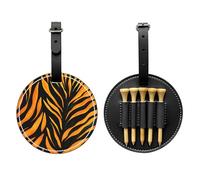 Zebra Tiger Print Golf Tee Holder Abstract Line Leather Golf Tee Organizer Bag for Women Men Water-Resistant Great Gifts for Golfer Lovers