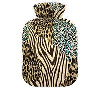 Zebra Tiger Print Hot Water Bottle with Cover, 2 L Transparent Hot Water Bag Hot Cold Compress, Great for Cramps Back Shoulder Pain Relief, Kids Men Women Hand Foot Warmer