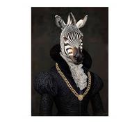 Zebra Tudor Animals Poster, Funny Pets Wall Art Prints, Historical Animal Portraits, Living Room Home Decor, A5 (Print Only) - 21x14.8cm