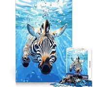 Zebra Underwater Jigsaw Puzzles 1000 Pieces for Teenagers Thought Training Easy Enjoyment Uniform Cut Chic Xmas Gift (38x52cm)