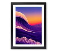 Zebra Vaporwave Framed Print | A2 Black Framed Wall Art | Ready to Hang | Modern Animal Picture | Living Room Bedroom Lounge Office