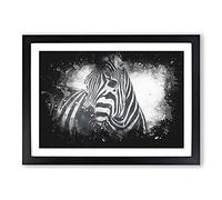 Zebra Vol.6 Paint Splash Framed Print | A2 Black Framed Wall Art | Ready to Hang | Modern Animal Picture | Living Room Bedroom Lounge Office