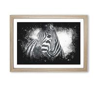 Zebra Vol.6 Paint Splash Framed Print | A2 Oak Framed Wall Art | Ready to Hang | Modern Animal Picture | Living Room Bedroom Lounge Office