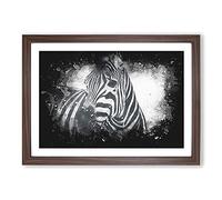 Zebra Vol.6 Paint Splash Framed Print | A2 Walnut Framed Wall Art | Ready to Hang | Modern Animal Picture | Living Room Bedroom Lounge Office