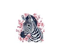 Zebra Wall Decal with Pink Floral Design, 27 cm x 27 cm, Decorative Animal Art Sticker