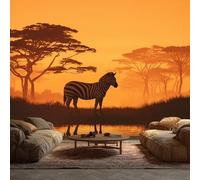 Zebra Wallpaper - African Wildlife Animal Wall Mural - Wall Murals for Living Room Bedroom - Photo Wallpaper & Home Decor Art - 350 x 256 cm A-118