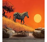 Zebra Wallpaper - African Wildlife Sunset Wall Mural - Wall Murals for Living Room Bedroom - Photo Wallpaper & Home Decor Art - 350 x 256 cm A-5546