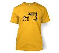 Zebra Washing Line - Banksy Adult T-Shirt - Camel Gold Medium (38/40")