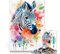 Zebra Watercolor 1000 Jigsaw Puzzle Cognitive Fun Play Clean Cut Sturdy Components Quiet Time Mind Exercise at Home (50x75cm)