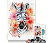 Zebra Watercolor Adults 1000 Piece Jigsaw Puzzle Recall Fun Play Premium Laser Cut Quality Quiet Time Mind Exercise at Home (50x75cm)