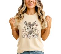 Zebra Watercolor Floral Womens Graphic T-Shirt Safari Animal Nature Tee M (12-14)