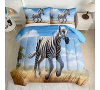 Zebra Wild Animal Coverless Duvet 155x220cm 7.5 Tog 3D Printed Comforter